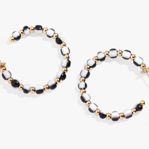 Toile Beaded Hoop Earrings
