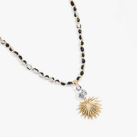 Toile Beaded Palm Pendant Necklace