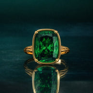 Sterling Silver Elongated Cushion Emerald CZ Cocktail Ring