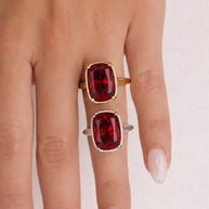 Sterling Silver Elongated Cushion Garnet CZ Cocktail Ring