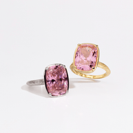 Sterling Silver Elongated Cushion Pink Sapphire CZ Cocktail Ring