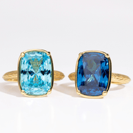 Sterling Silver Elongated Cushion Sapphire CZ Cocktail Ring