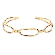 Twisted Brass Metal Open Hexagon Cuff Bracelet