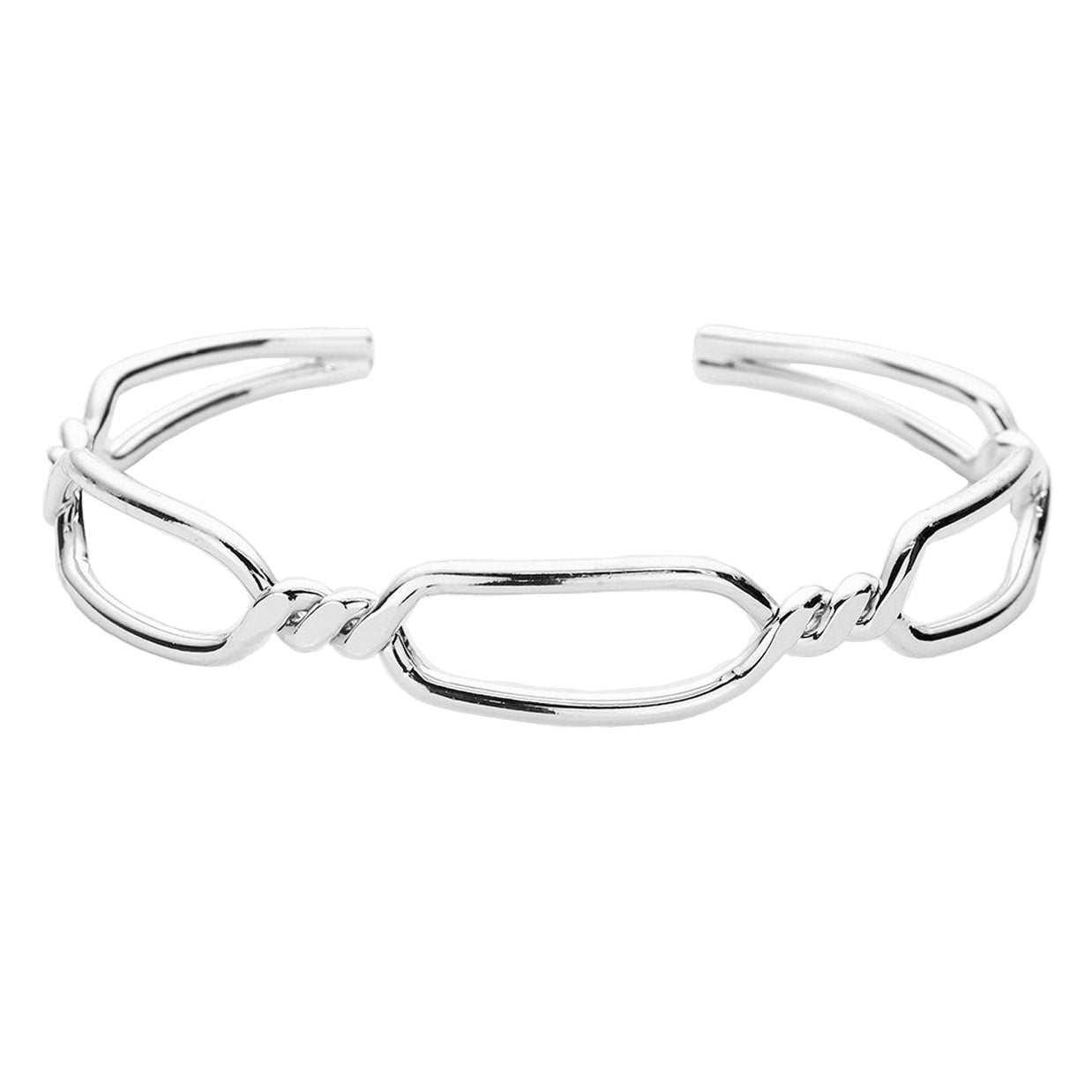 Twisted Brass Metal Open Hexagon Cuff Bracelet