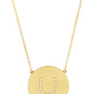 14K Gold Plated Sterling Silver CZ Round Initial Necklace