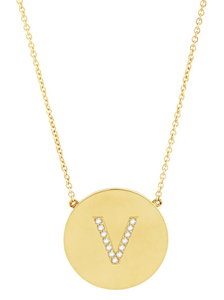14K Gold Plated Sterling Silver CZ Round Initial Necklace