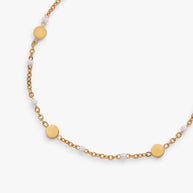 White Enameled Chain Coin Station Anklet