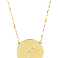 14K Gold Plated Sterling Silver CZ Round Initial Necklace