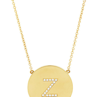 14K Gold Plated Sterling Silver CZ Round Initial Necklace
